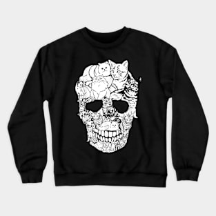 Cat Skull Shirt - Kitty Skeleton Halloween Costume Skull Cat Crewneck Sweatshirt